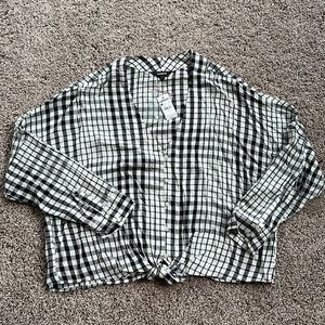 Plaid back and white button down from Express